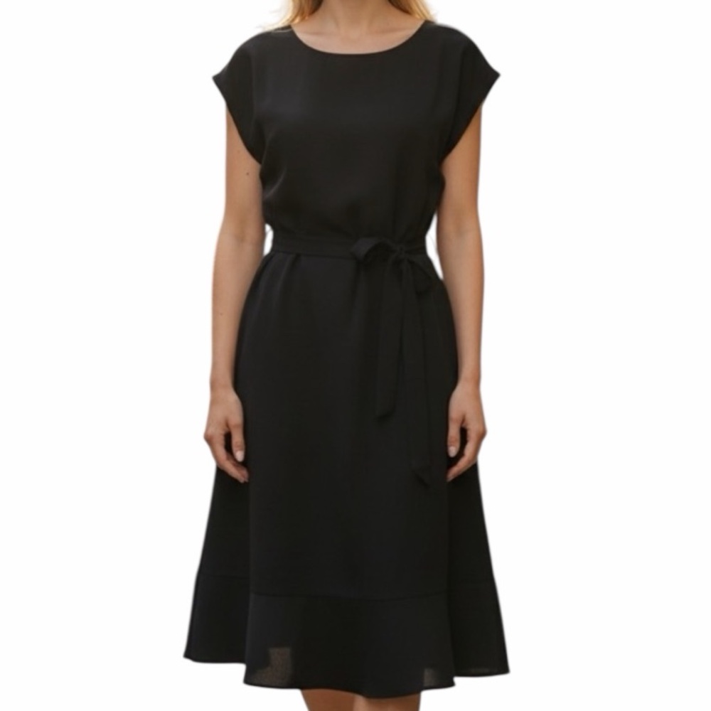 NEW• BANANA REPUBLIC Black Shift Dress w Tie Waist• M